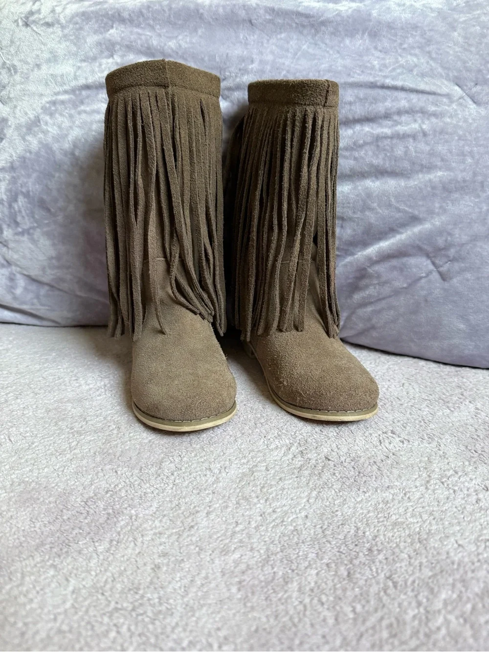 Joyfolie Kids Brown Suede Fringe Boots